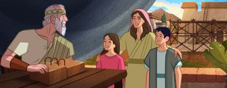 Ein Prophet und eine Mutter mit Kindern