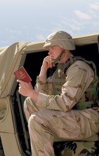 soldier reading Book of Mormon