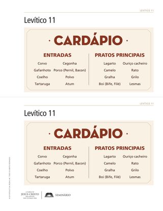 material para distribuir, cardápio