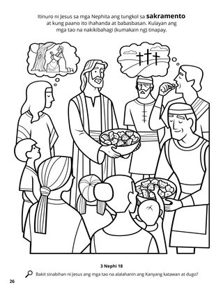 Jesus Introduced the Sacrament to the Nephites coloring page