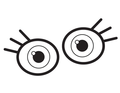 An illustration of two round eyes, each with three eyelashes.