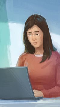 girl reading email
