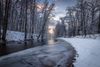 snow-covered riverbank