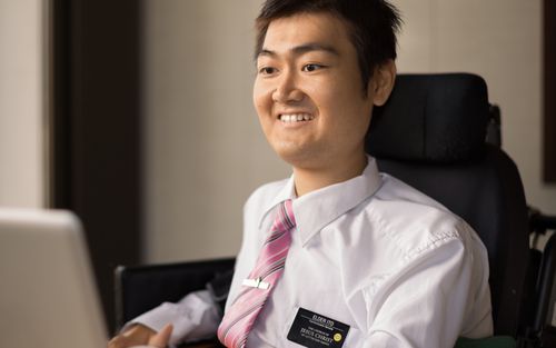 service missionary at computer