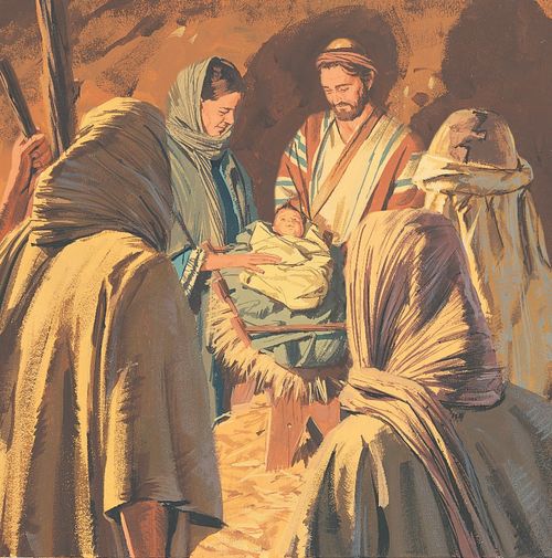 The shepherds gather around the baby Jesus - ch.5-7