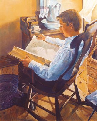 mladý Joseph Smith čte Bibli