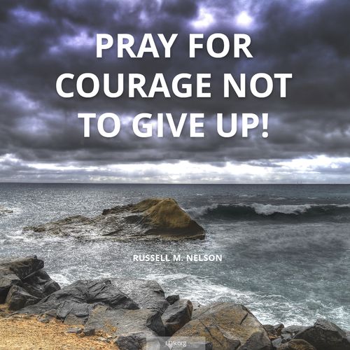 An image of the ocean, with the words “Pray for courage not to give up!”