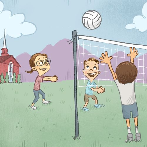 kids playing volleyball