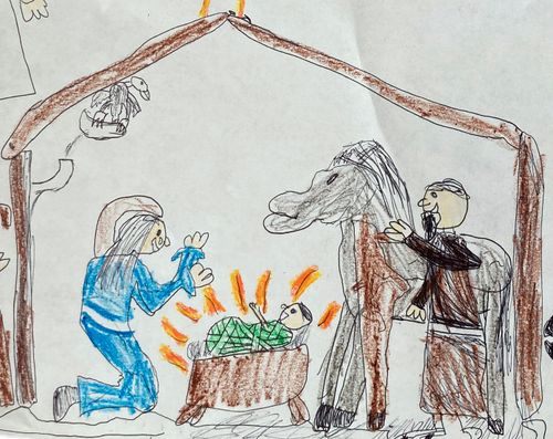 drawing of Nativity scene