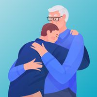 Un padre abraza a su hijo y se perdonan el uno al otro