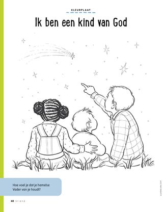 coloring page of children watching shooting stars