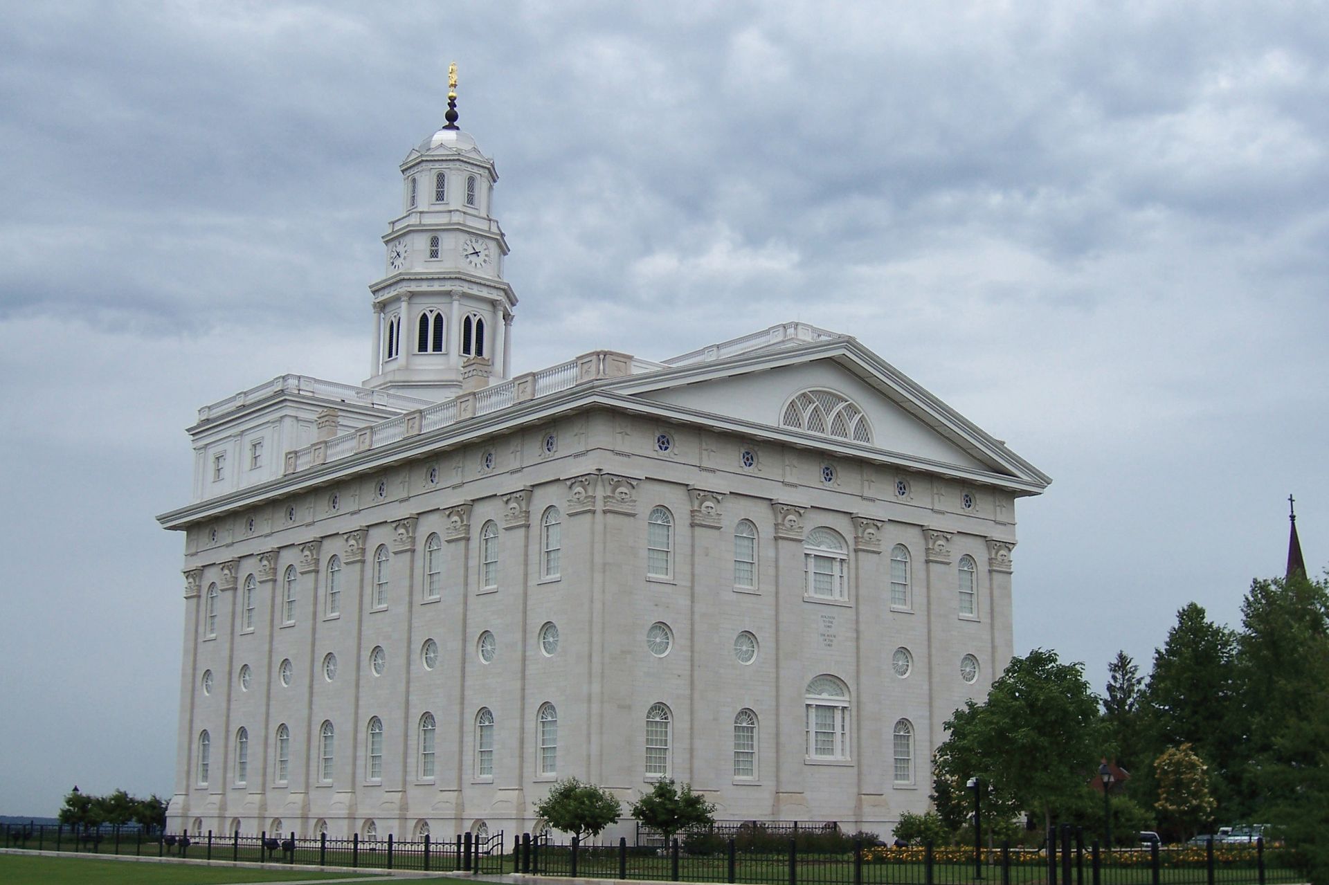 The Nauvoo Illinois Temple back view, including scenery.