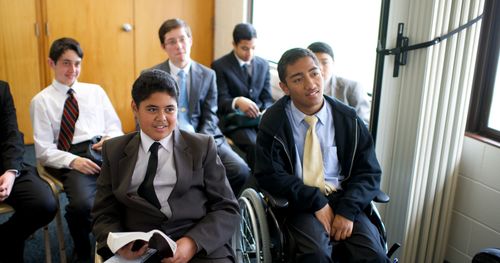 young men in class