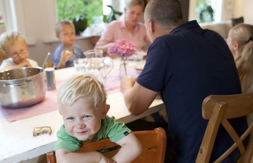 family at dinner table