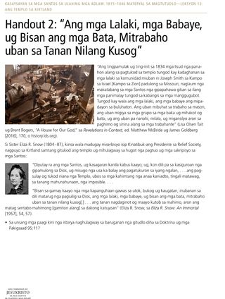 Handout 2: “Ang mga Lalaki, mga Babaye, ug Bisan ang mga Bata, Mitrabaho uban sa Tanan Nilang Kusog”