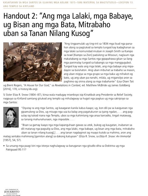 Handout 2: “Ang mga Lalaki, mga Babaye, ug Bisan ang mga Bata, Mitrabaho uban sa Tanan Nilang Kusog”