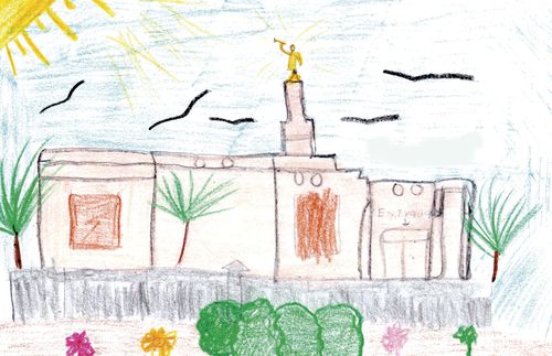 child's drawing of a temple