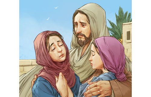 Jesus comforting Mary and Martha