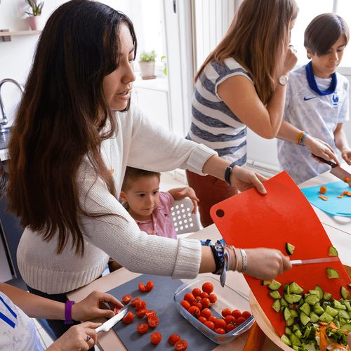 family preparing food