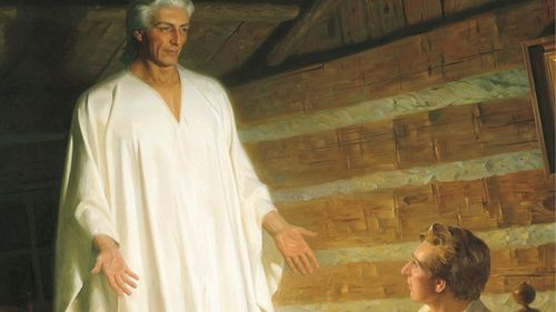 the angel Moroni and Joseph Smith