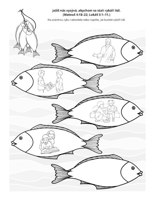 stránka s činnostmi: Ježíš nás vyzývá, abychom byli rybáři lidí