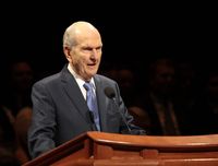 Russell M. Nelson speaking at pulpit