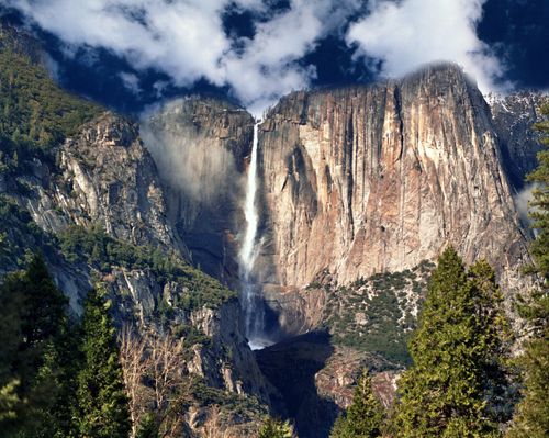 waterfall on mountainside