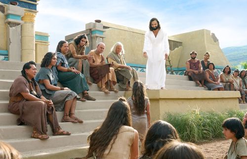 Jesus Christ visiting the Nephites