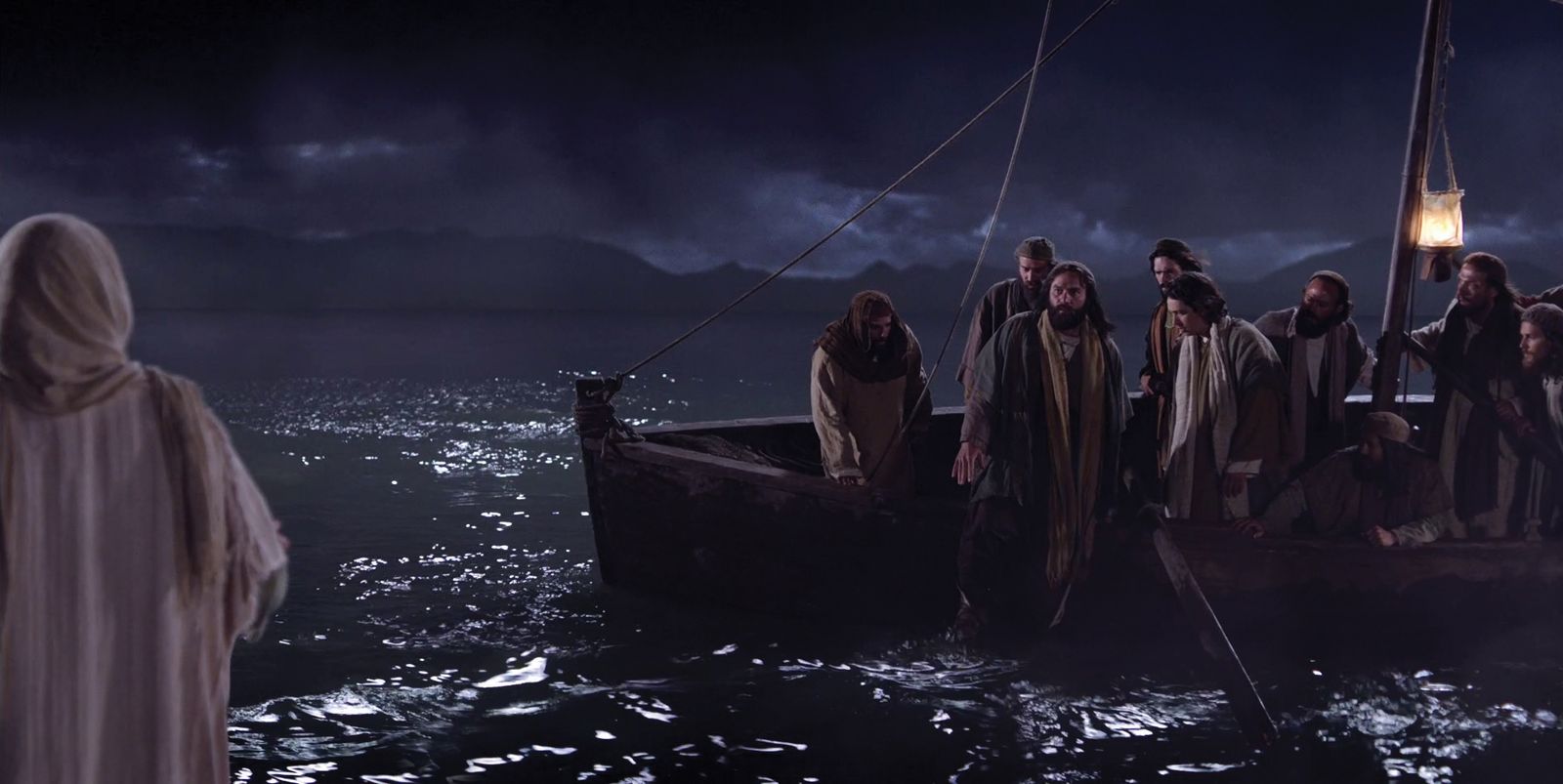 The disciples in their ship see Jesus walking on water.
