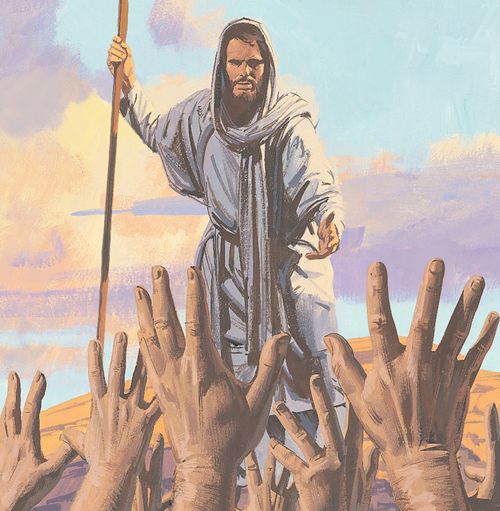 Jesus reaching out hand