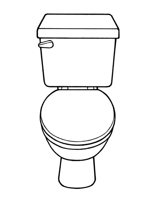 A black-and-white illustration of a toilet with the lid down.