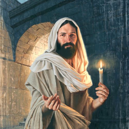 Jesus holding a candle