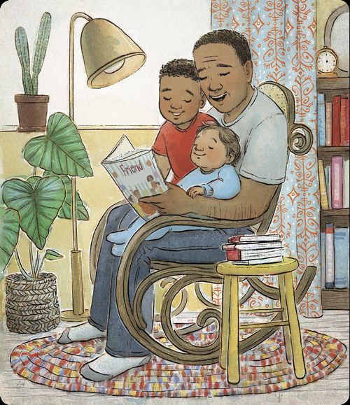 father reading to children