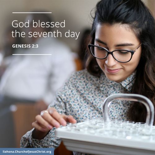 young woman partaking of the sacrament