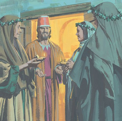 The bridgroom comes and the five wise virgins go into the feast - ch.47-5