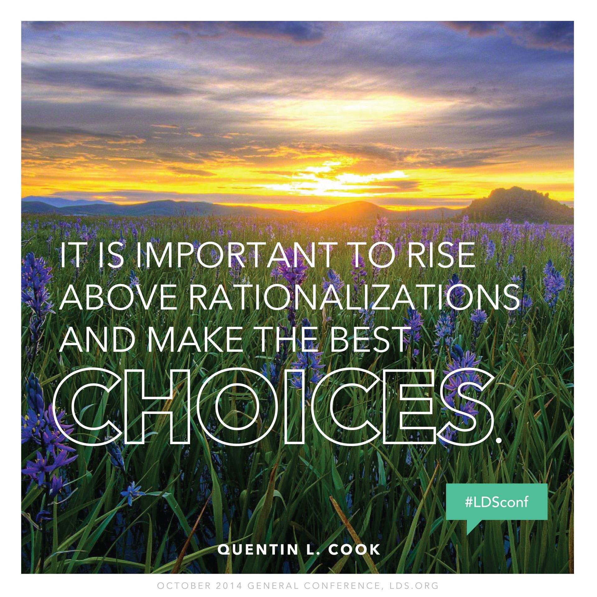 “It is important to rise above rationalizations and make the best choices.”—Elder Quentin L. Cook, “Choose Wisely” © undefined ipCode 1.