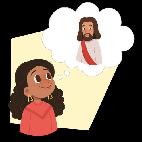 girl thinking of Jesus Christ