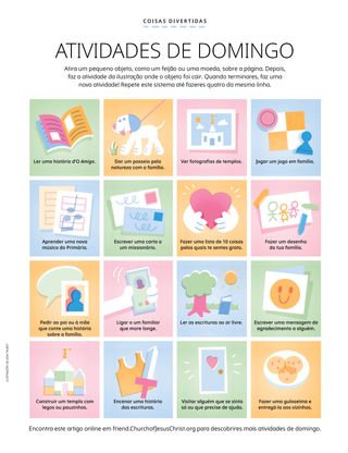 Quadrados de atividades com ilustrações