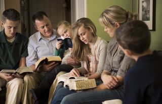 family reading scriptures