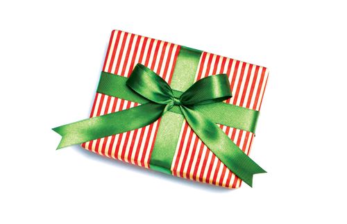 photograph of wrapped Christmas gift