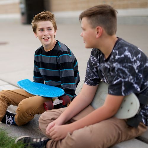 young men talking