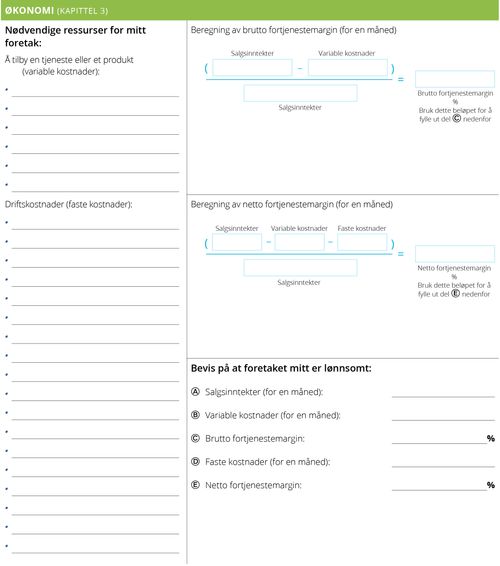 Personlig foretaksplanlegger: Økonomidel