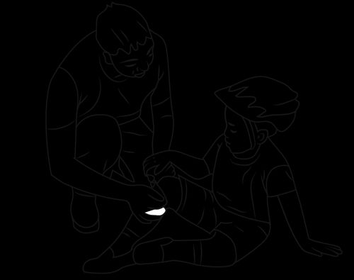 illustration of man bandaging child’s knee