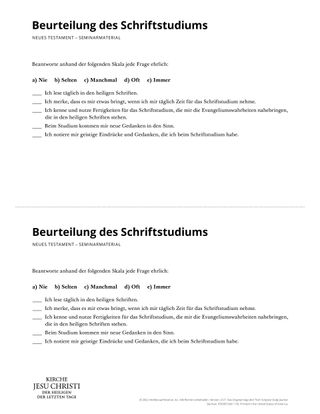 Scripture Study Evaluation handout