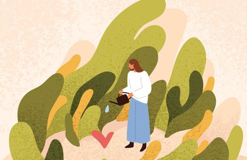 woman watering plants