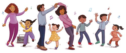 family dancing together