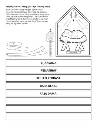 halaman aktiviti: Perjanjian Lama mengajar saya tentang Yesus