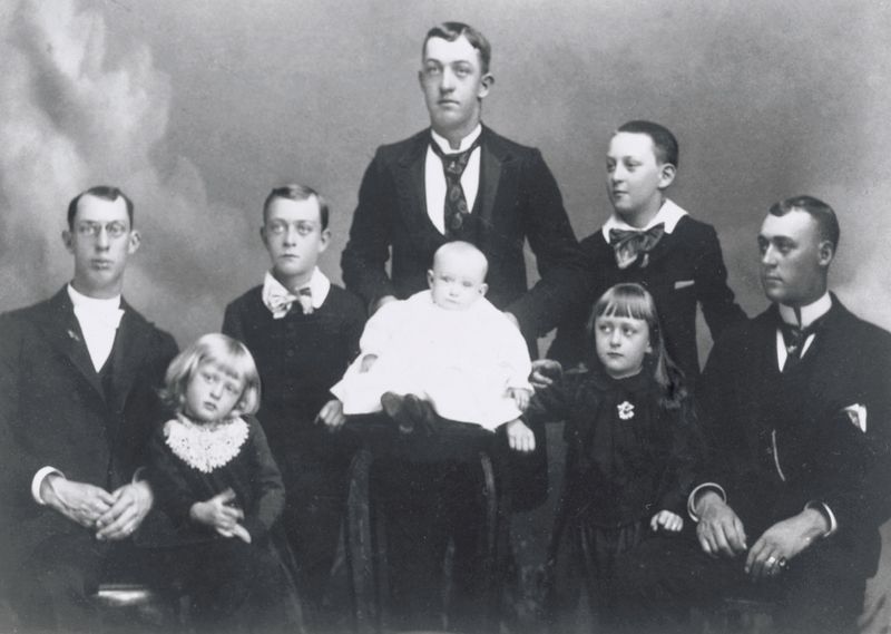 George Albert Smith on the far left, with his brothers and sisters. Teachings of Presidents of the Church: George Albert Smith (2011), xiii