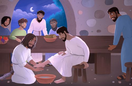 illustration of Jesus washing disciples’ feet