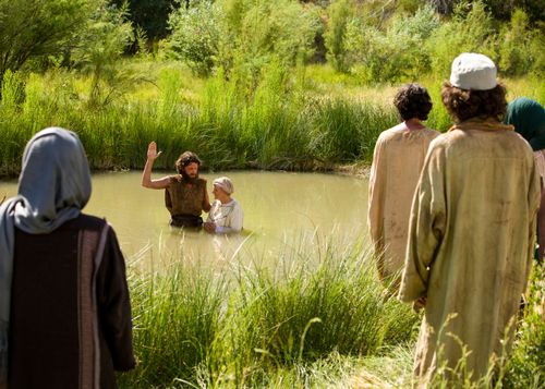 depiction of John the Baptist baptizing